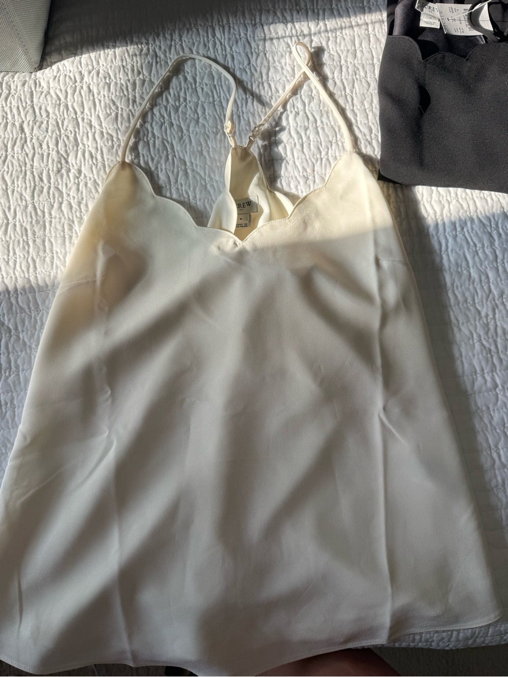 J. Crew Cream Scallop V-Neck Silk Cami